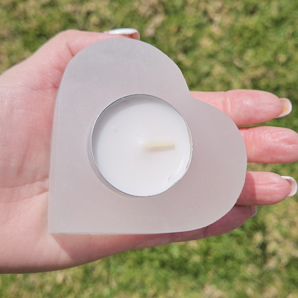 Heart Selenite Candle Holder